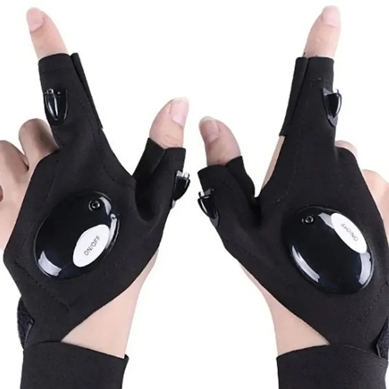 1-5pcs Outdoor LED Fingerless Gloves Light Up Mittens for Fishing Cycling Night Working Sports Equipment Accessories