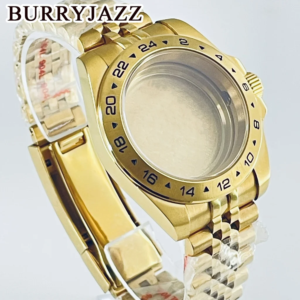 BURRYJAZZ 40 مللي متر 24 ساعة GMT الصلب الحافة صالح NH34 NH35 NH36 NH38 ETA2824 حركة الياقوت كريستال اكسبلورر الساعات ساعة