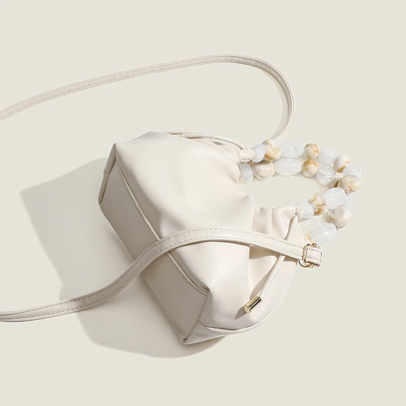 Bolso de hombro grande para mujer, cartera cruzada de cuero PU con patrón de piedra, de marca, con cadenas, 2024