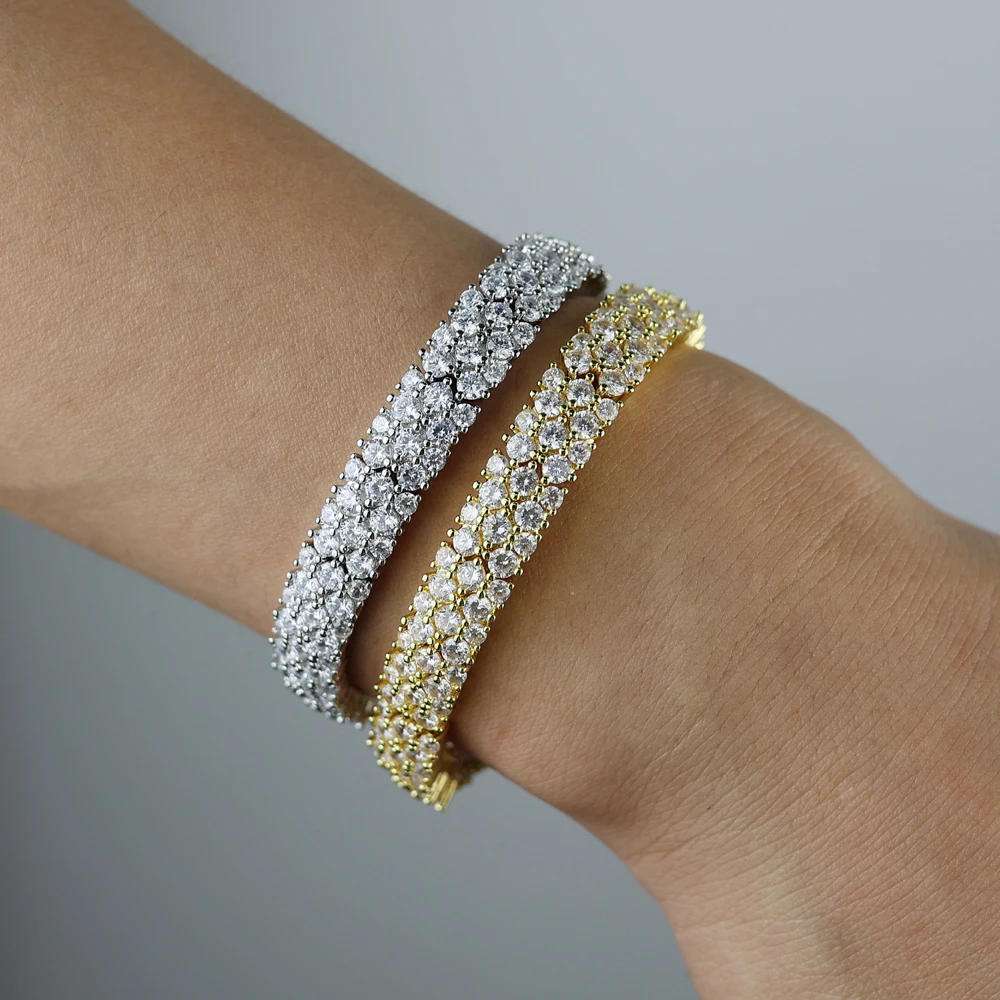 موضة جديدة لامعة كاملة الزركون الفاخرة مطاطا سوار قابل للتعديل لهدايا مجوهرات الحفلات النسائية #5