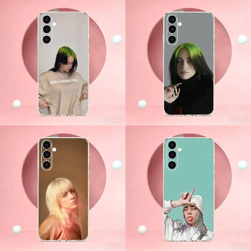 Representative pop singers B-illie Eilish  Phone Case For Samsung Transparent Soft Case A73,A72,A71,A70,A53,A52,A51