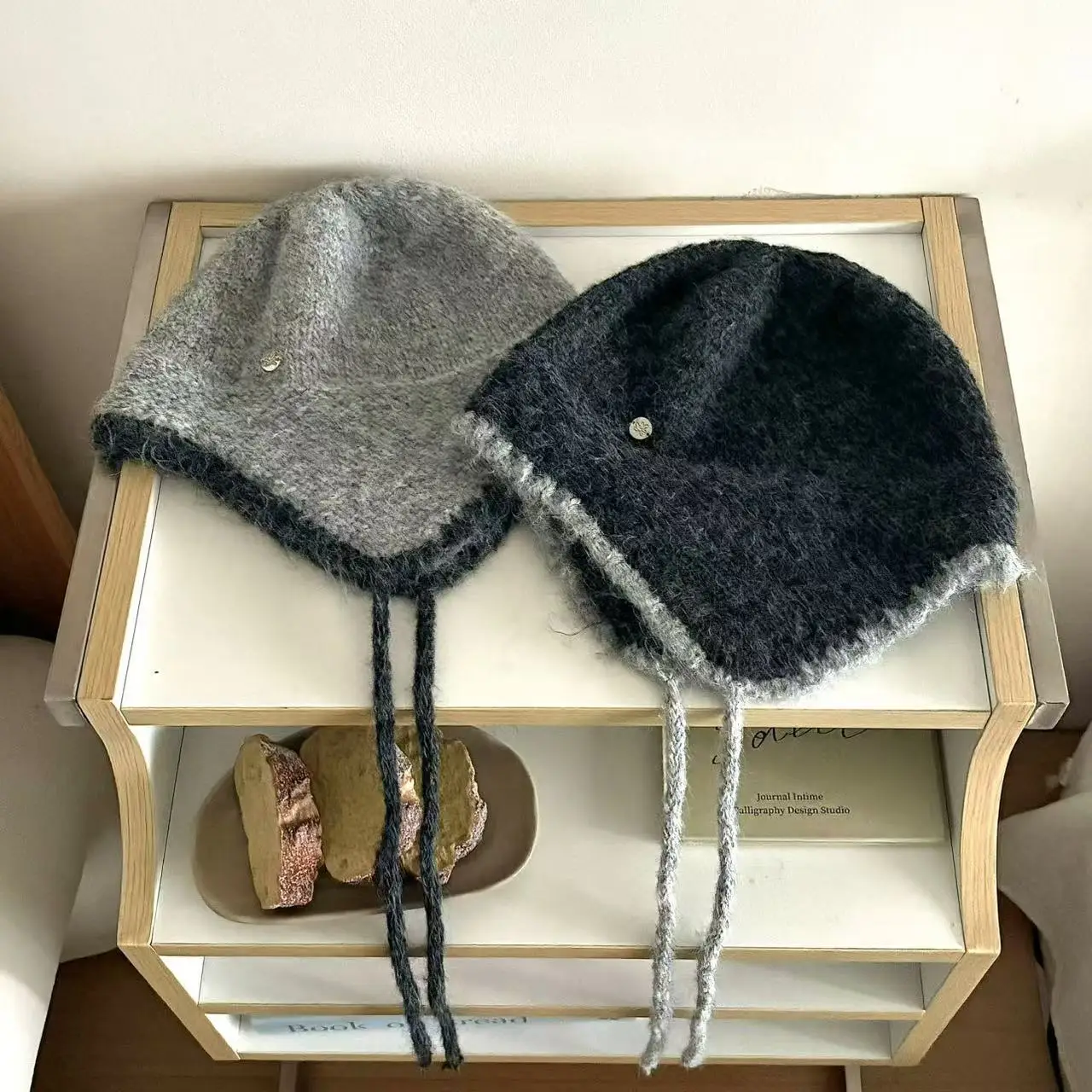 Korean Autumn Winter Wool Blended Ear Protection Knitted Hat Casual Wool Warm Pilot Hat Bag Head Bomber Hat