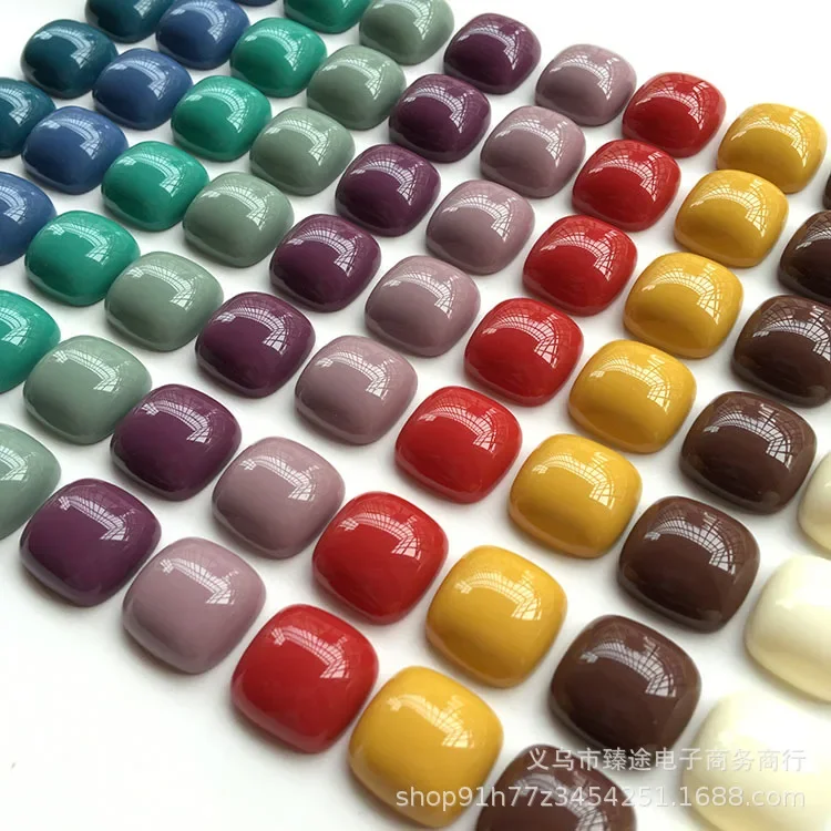 5pcs solid color geometric square Morandi color half-pill resin Flat Back Cabochon Scrapbook Kawaii DIY Embellishments