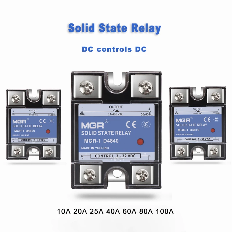 

1 Pcs 10A 20A 25A 40A 60A 80A 100A DD Solid State Relay MGR-10DD MGR-20DD MGR-25DD MGR-40DD MGR-60DD MGR-80DD MGR-100DD 5-220V