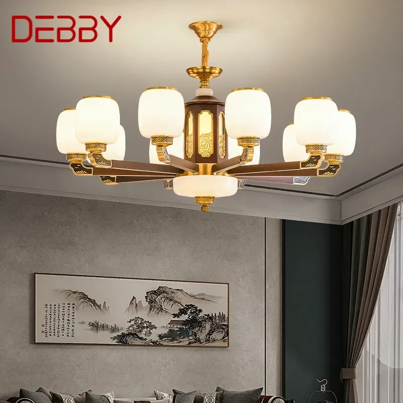 

Современная роскошная латунная Подвесная лампа DEBBY, в китайском стиле, для гостиной, столовой, спальни, виллы, коридора