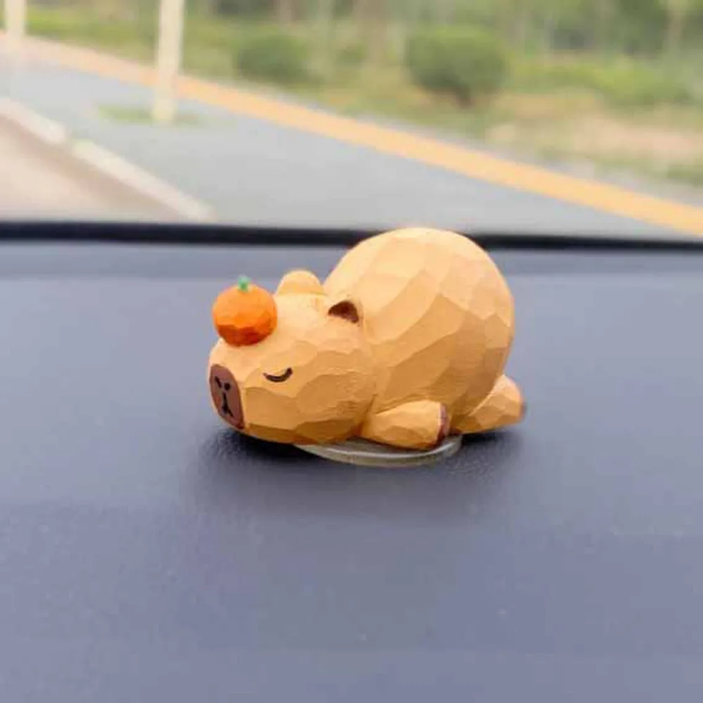 Keychain Carving Capybara Ornament Crafts Doll Capybara Animals Ornament Small Cartoon Simulation Capybara Model Desk Decor