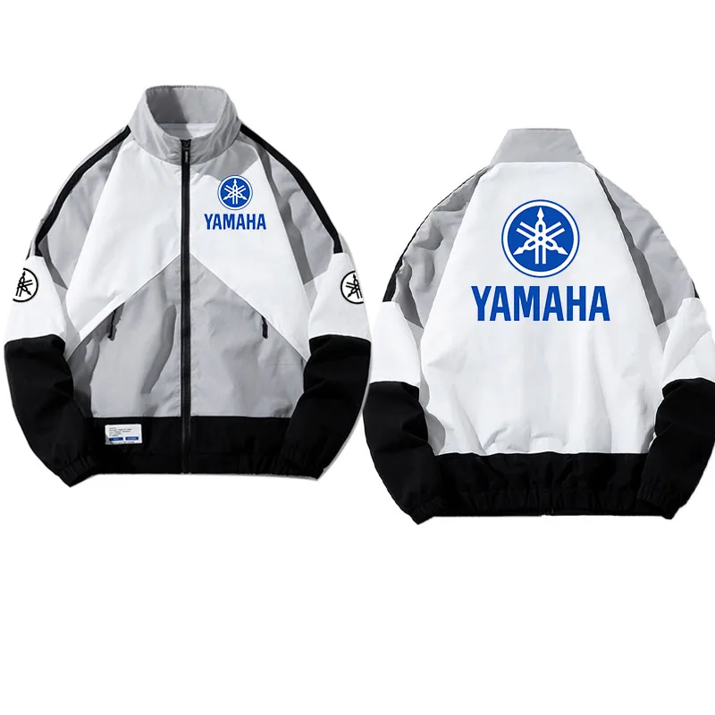 

2026 yamaha logo new Men's Baseball Jacket Hip Hop Patchwork Loose Jackets Spring Autumn Stand Collar Thin Men's Windbreaker Spo