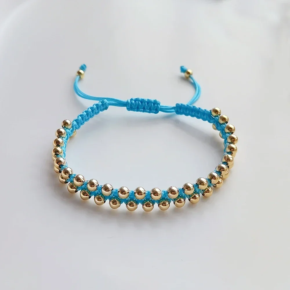 KKBEAD Handmade Braided Bracelet Jewelry for Women 4mm High Quality Gold Plated Beads Bracelets Bijoux Fashion Pulseras Femme