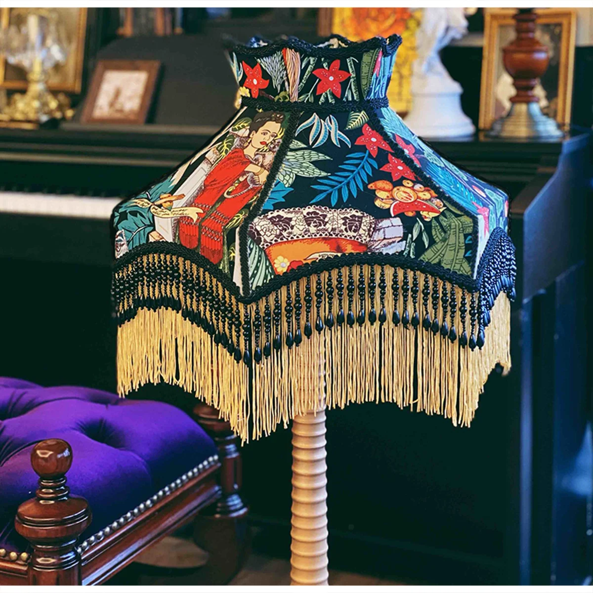 Medicci Home Mystery Of Love Mexican Women Artist Handicraft Lampshade Maximalist Style Luxury Fringed Lamp Shades Boutique Deco