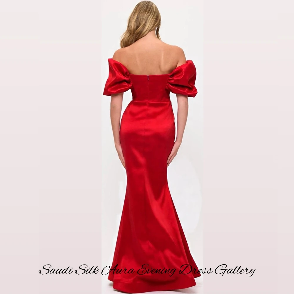 Elegant Strapless Sleeveless Evening Dress Fashion Mermaid Satin Customized Party Dress Ruched Zipper Back Vestido De Festa image 2