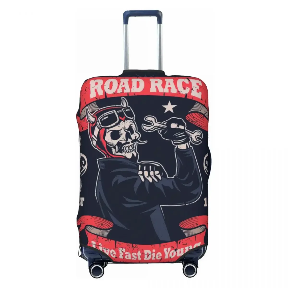 Skull Vintage Motorcycle Emblem Print Luggage Protective Dust Covers Elastic Waterproof 18-32inch Suitcase Cover Travel