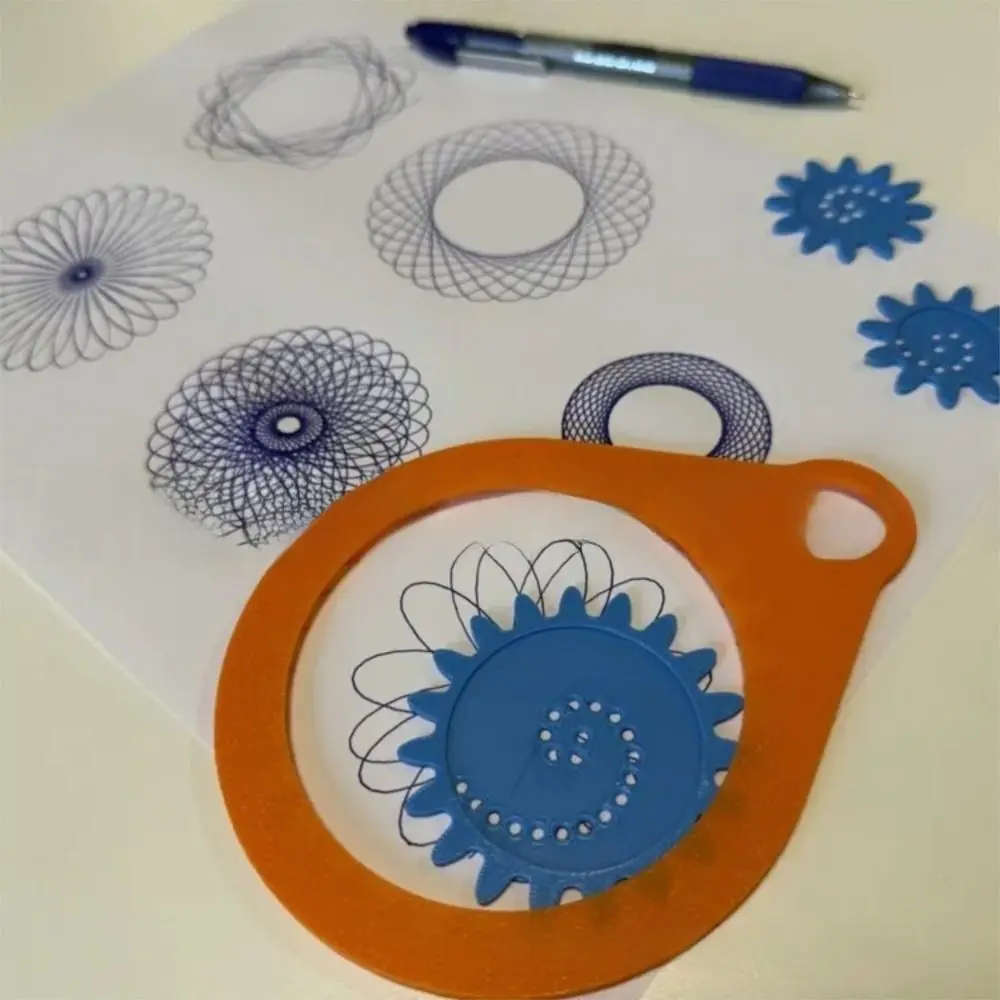 Plastic Painting Geometric Ruler Interlocking Gears Wheels Spiral Design Arts Craft Drawing Ruler Spirograph Drawing Toy