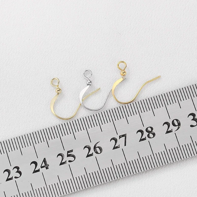 30Pcs Copper Gold Plated Ear Wire Hooks Flat French Fish Hook w Spring Shepherd Hook Glasps For Diy Drop Earrings Jewelry Making