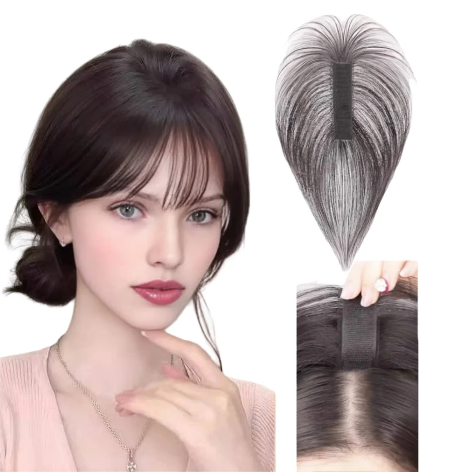 Poni Rambut Manusia Bersirkulasi Tanpa Klip Atasan Pasta Ajaib Kait dan Lingkaran untuk Wanita Stiker Jahit Peningkatan Tambalan Rambut Halus