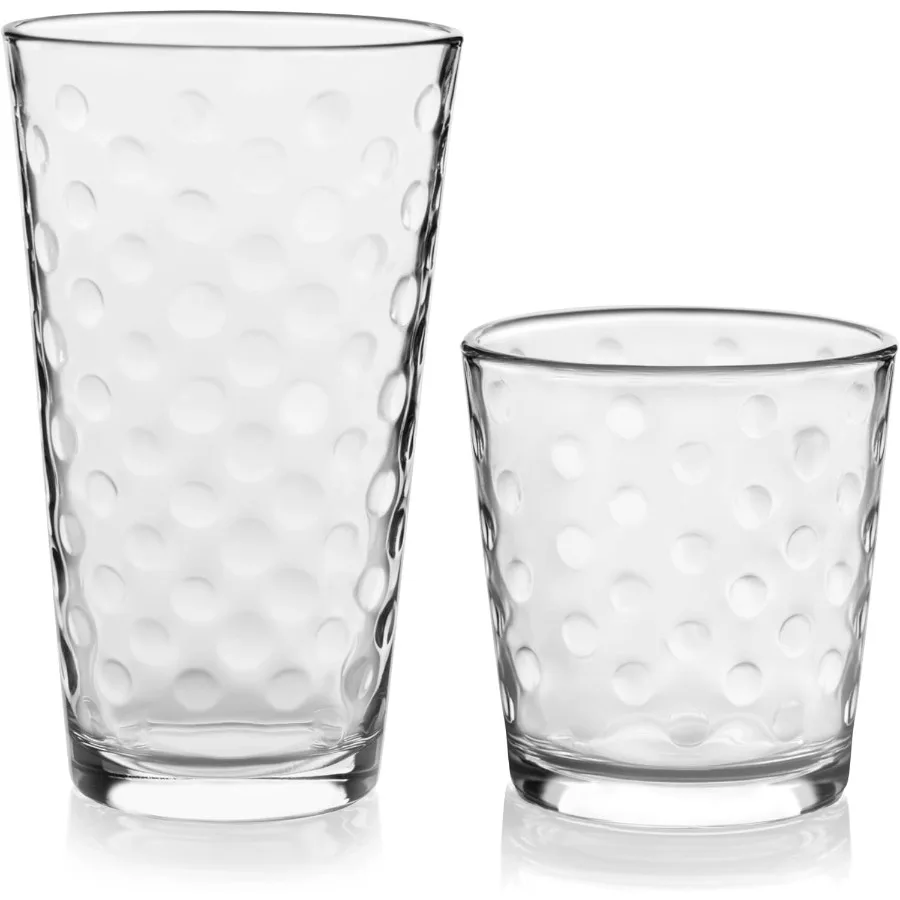 

Elegant Polka Dot Drinking Glasses Set of 16 for Events and Everyday Use Versatile Tumbler and Rock Glasses Set Perfect for Hom