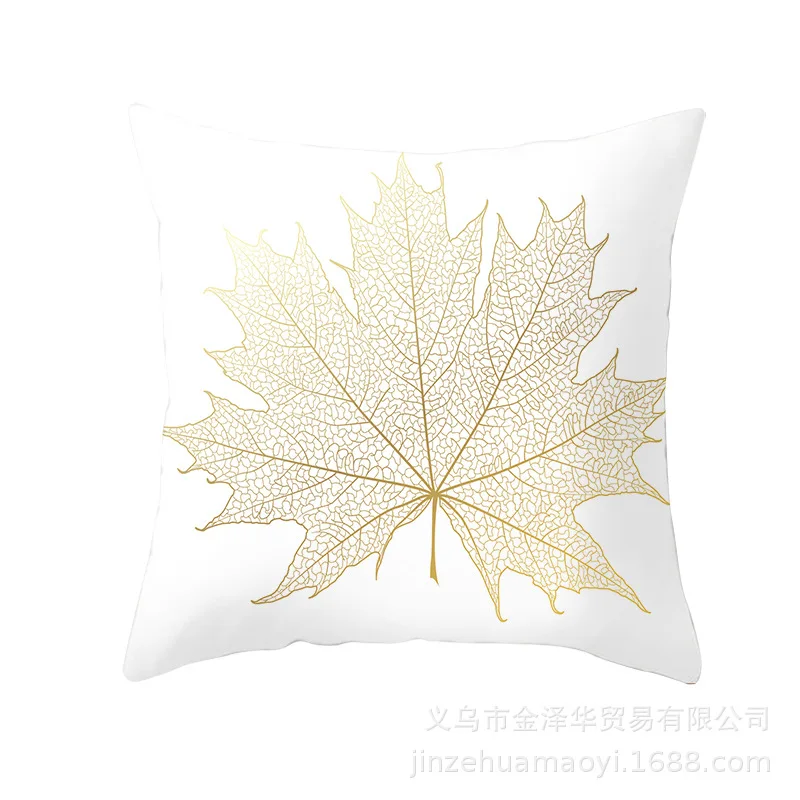 Nordic Sofa Pillow Cover, Golden Leaf, Peach Skin, Cushion Cover, Household Products, New, Wholesale, 2023