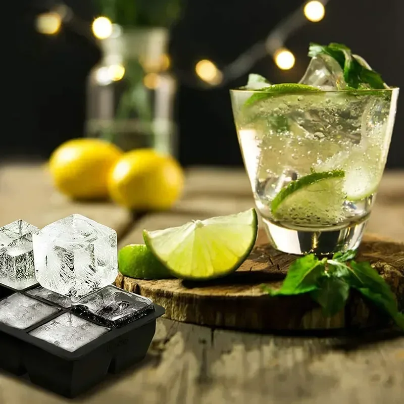 4/6/8 Grid Big Ice Tray Mold Giant Jumbo Large Food Grade Silicone Ice Cube Square Tray Mold DIY Ice Maker Ice Cube Tray