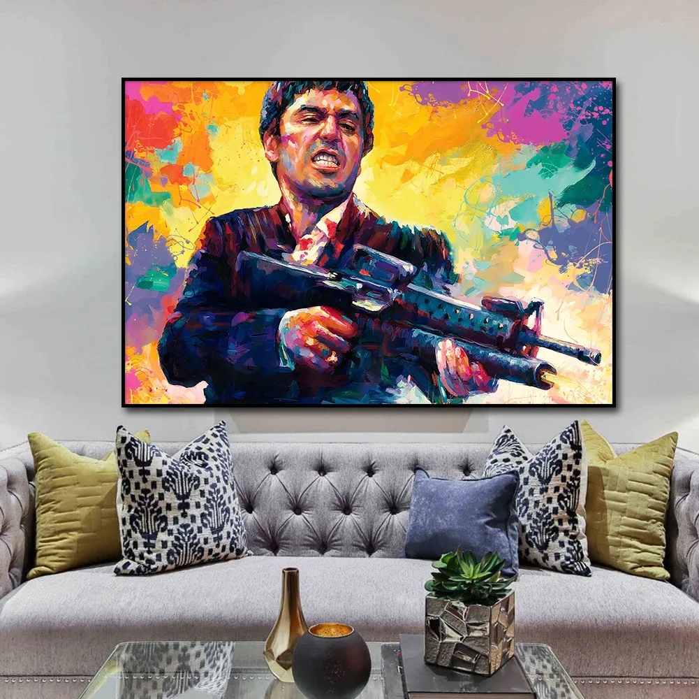 Scarface Movie Art Poster Tony Montana Portrait Painting Canvas Print Abstract Picture for Living Room Home Wall Decor Cuadros