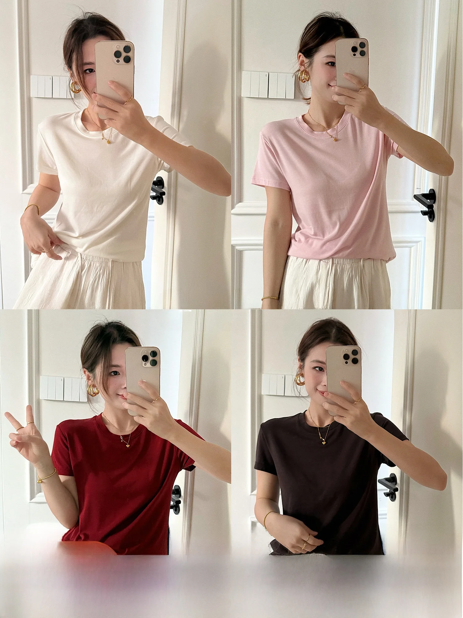 

Базовая женская летняя футболка из смесового шелка с круглым вырезом, свободного кроя, однотонная