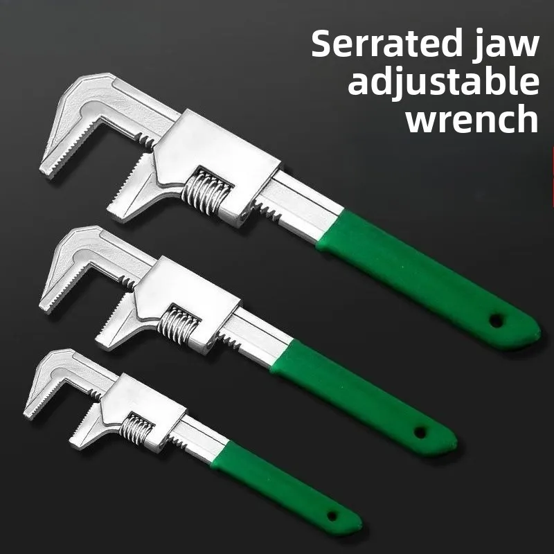 

F Type Adjustable Wrench Right Angle Serrated Jaw Large Opening Pipe Wrench Multifunctional Plier Tool