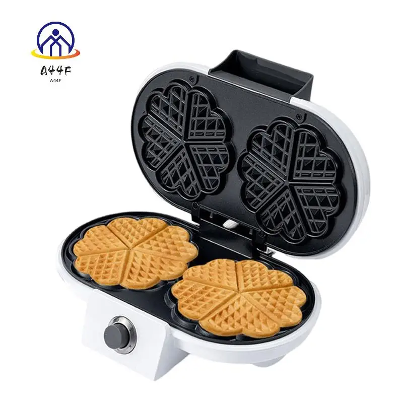 

A44F-Home Love Waffle Maker Sandwich Maker Multi-Function Double Tray Waffle Maker Heating Breakfast Machine EU Plug