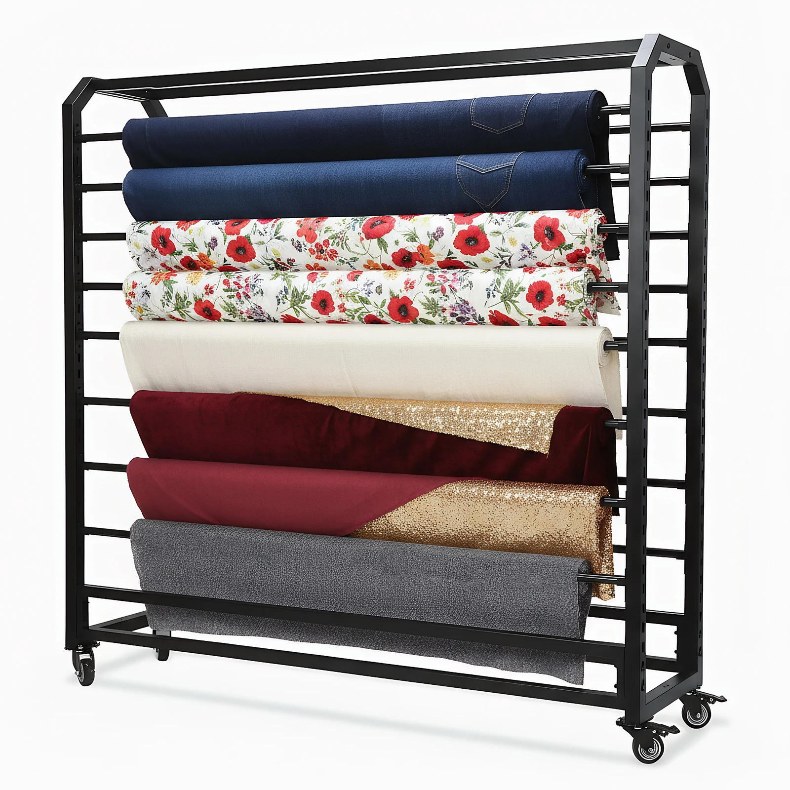 

Держатель для виниловых рулонов 16/18 шт. с регулируемой подвесной штангой и колесиками для автомобильной пленки, оконной пленки, обоев