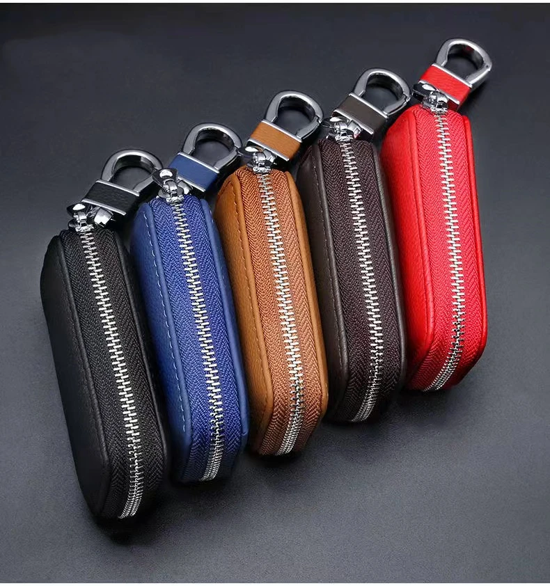 Leather Car Key Case Keychain Zipper Key Case Bag for SMART Fortwo 451 450 453 EQ Forfour Key Cover Protector Auto Accessories