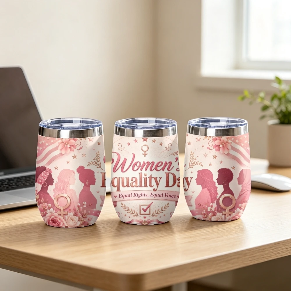Women's Equality Day Vacuum Flasks 12oz Stainless Steel Insulated Tumbler Vacuum Coffee Mug Egg Shaped Travel Thermos
