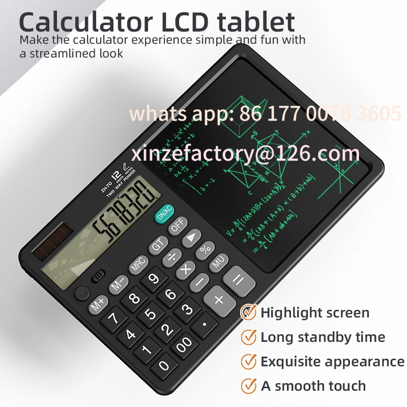 

Customizable Calculator Writing Tablet with Stylus Folding 12 Digits Desktop Scientific Calculators Doodle Drawing Memo