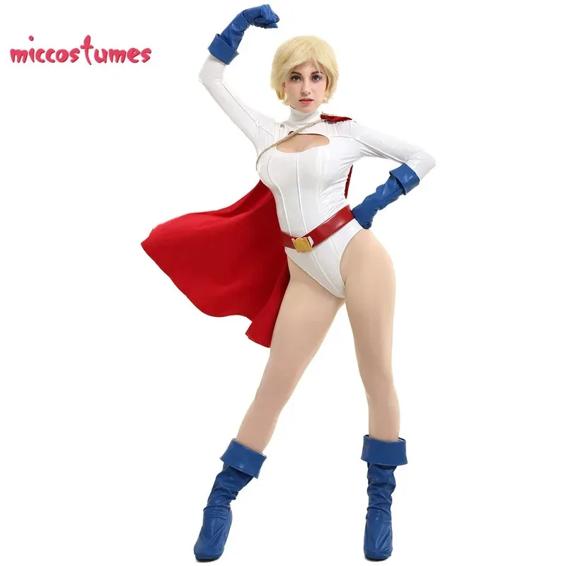 

Miccostumes's-8 's Kara Costume Bodysuit Leotard with Red Cape for Women Hero Halloween Cosplay