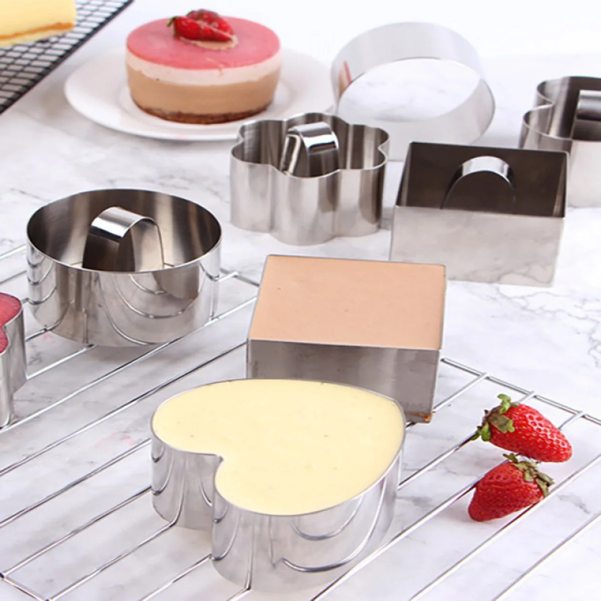 

2 pcs Baking Mold Mousse Triangle Shaped Stainless Steel EcoFriendly NonStick Cake Chocolate Cookie Pastry DIY Cooking