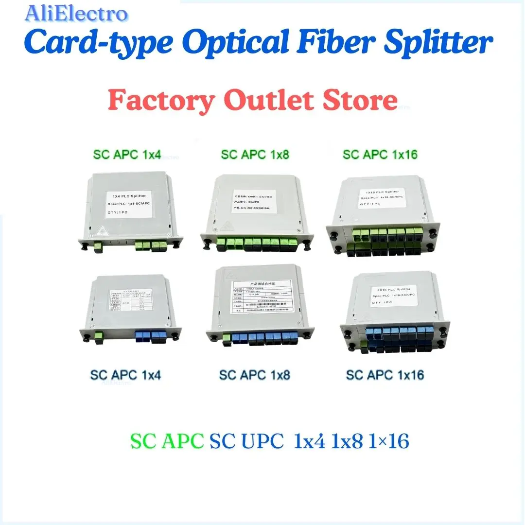 1pc PLC APC SC UPC 1x4 1x8 1x16 SM  Cassette Insertion Type Fiber Optic  Box Planar waveguide type Optical splitter Factory