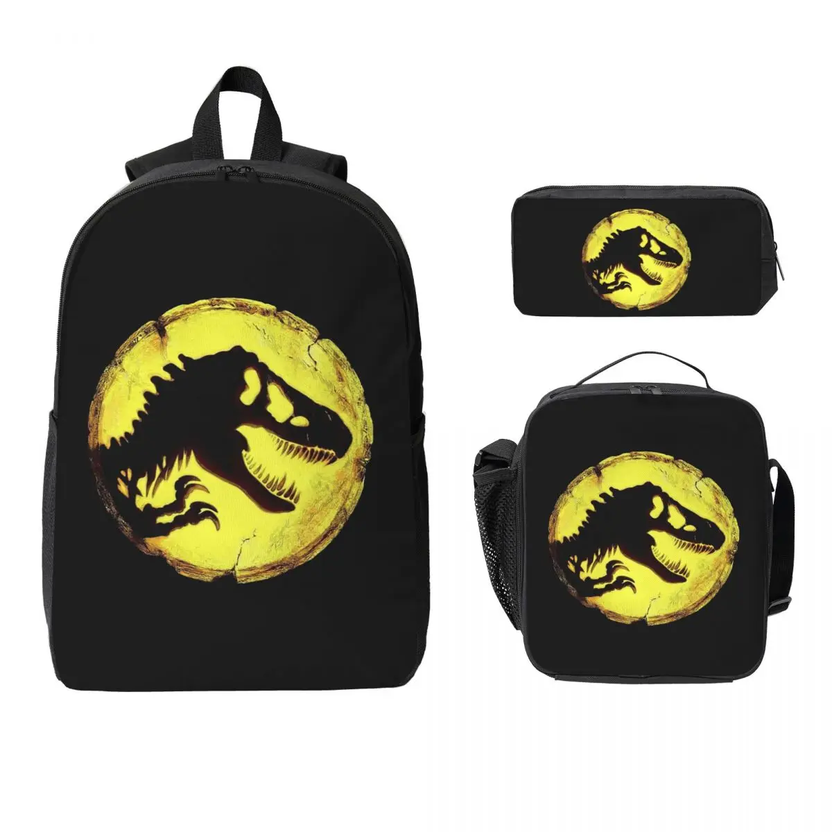 

Jurassics Park Jurassics World Dinosaur Backpack BookBag School Bag Laptop Shoulder Bags 3ps Insulated Lunch Bag Pencil Case