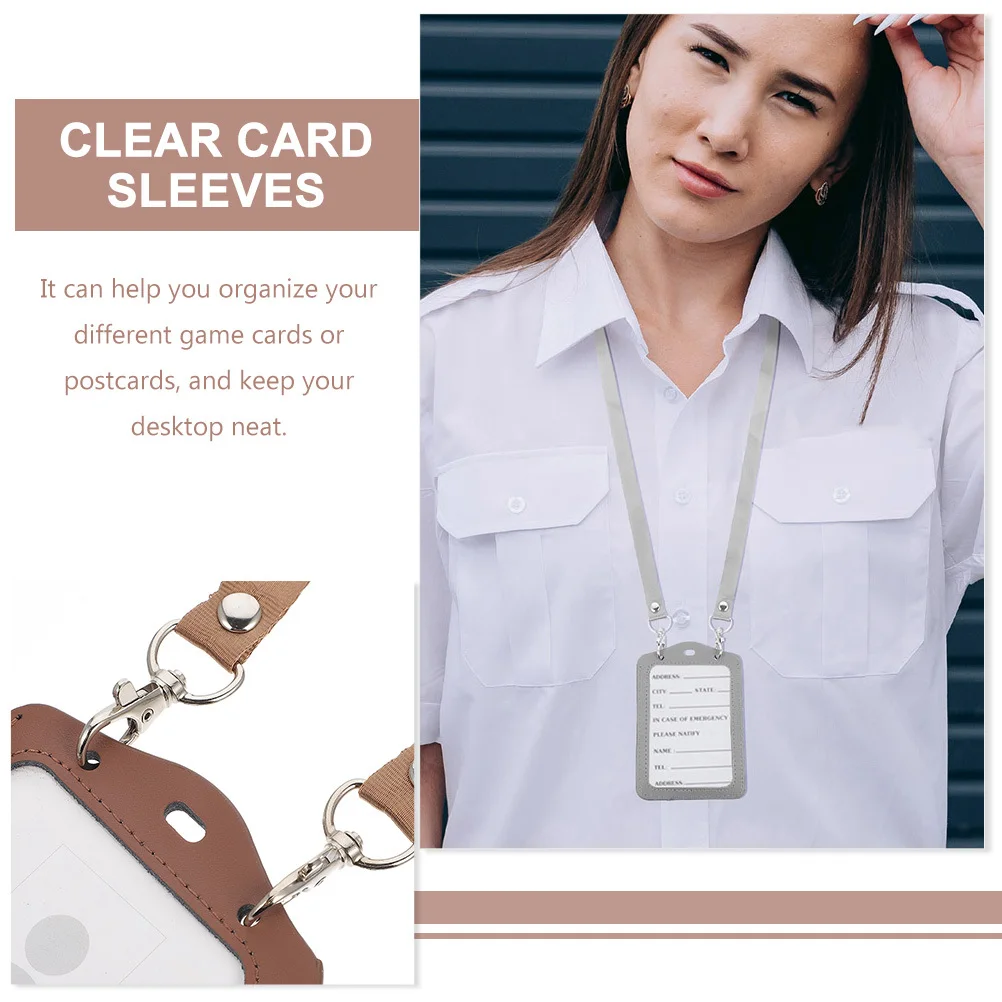

2pcs Work Badge Holder Clear Card Sleeve For Id Name Tag Protection Smooth Edge Stable Material Organize Game Photos