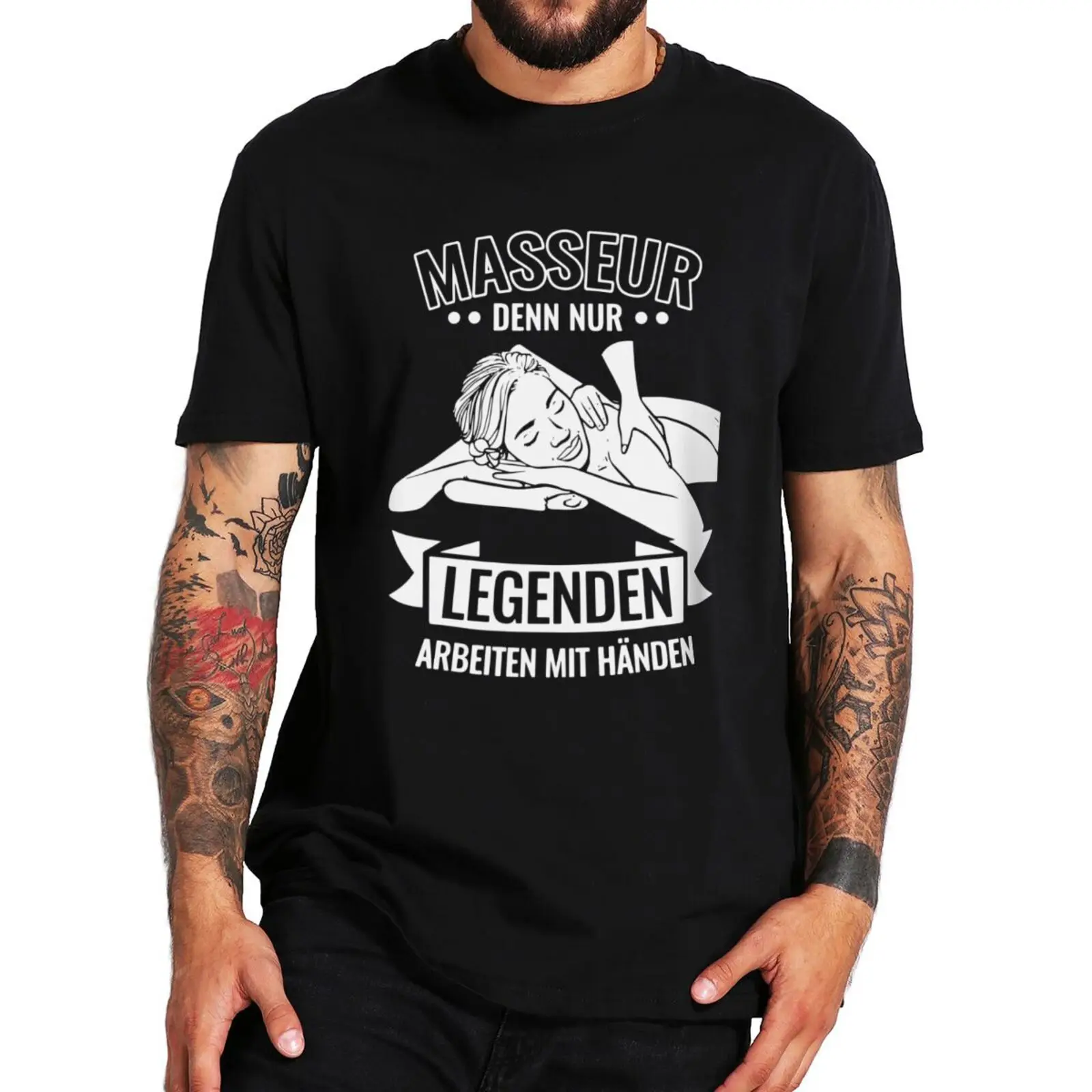 Masseur Denn Nur Legenden Arbeiten Mit Handen T Shirt Funny German Text Massagist Gift Tee Tops Cotton Unisex O-neck T-shirts