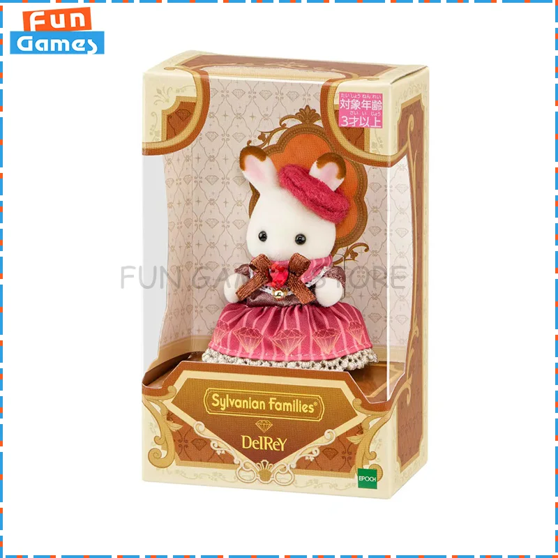 

New Kawaii SYLVANIAN FAMILIES Delrey Chocolate Joint Curly-eared Cat Husky Family Doll Custom Flocking Collect Mini Doll Gifts