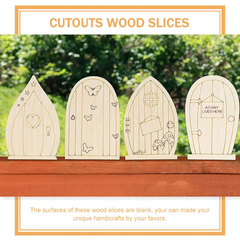 36Pcs Wooden Slices Mini Door Cutouts Unfinished Blank Wood Pieces DIY Craft Supplies Creative Wood Craft Material