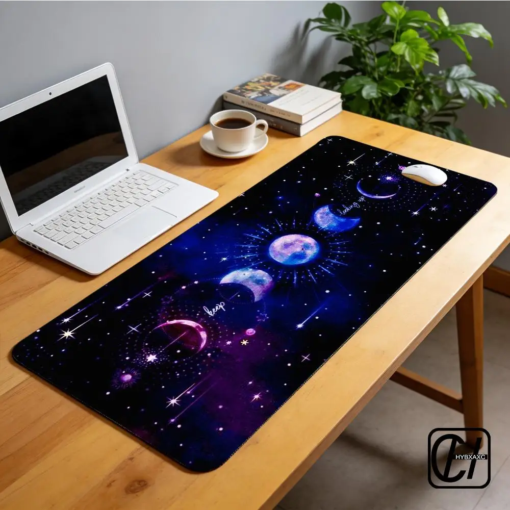 Night view Moon Star Mouse Pad XXL Mouse Pad Large Non-Slip Lock Edge Keyboard Pad Anti-Slip Gaming Desk Mat Office Pad