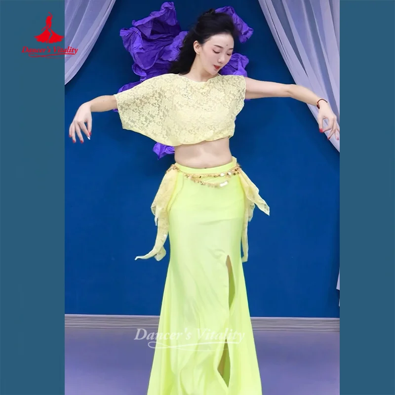 vetements-de-danse-du-ventre-pour-femmes-haut-en-dentelle-sexy-jupe-longue-fendue-2-pieces-tenue-d'entrainement-de-danse-orientale-pour-adultes-tenue-d'entrainement-de-danseuse