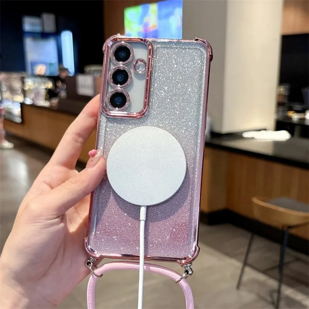 حافظات مغناطيسية شفافة لهاتف Google Pixel 9 9A 9 Pro XL غطاء قلادة بحبل كروس