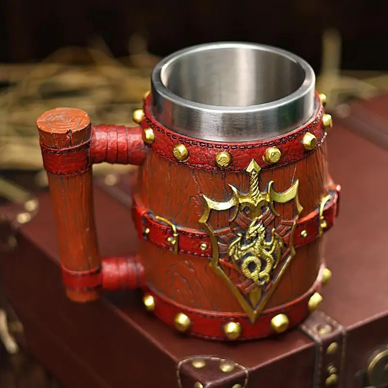 

Medieval Barrel Shape Double Walled Stainless Steel Beer Mugs Cup Tea Coffee Cups Camping Drinkware Travel Tumbler