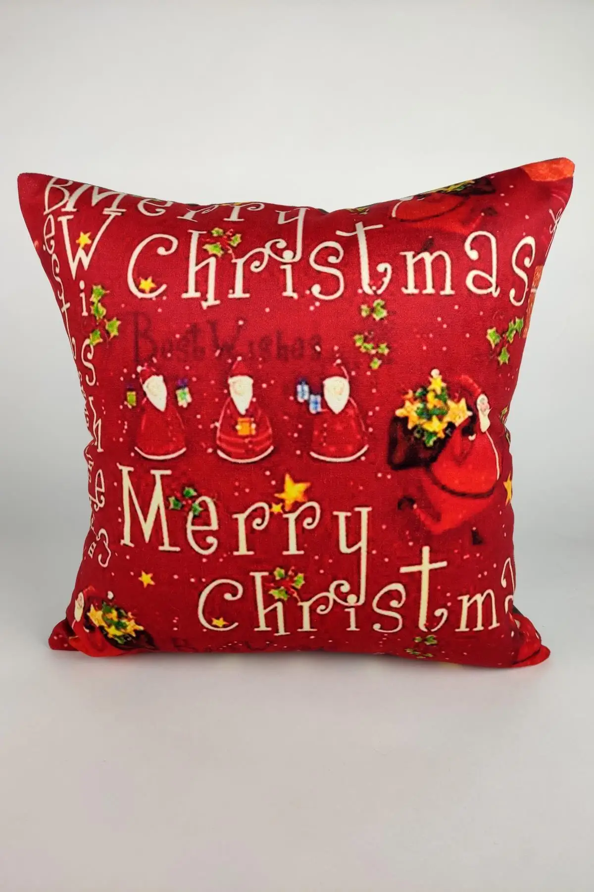 Christmas Red Mery Christmas Pattern Cushion Cover