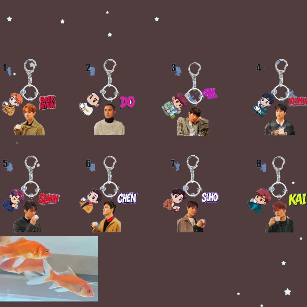 KPOP Idols BAEKHYUN CHANYEOL 3 шт./компл. акриловый брелок высокого качества INS стиль двусторонний брелок с принтом D.O SUHO SEHUN подарки