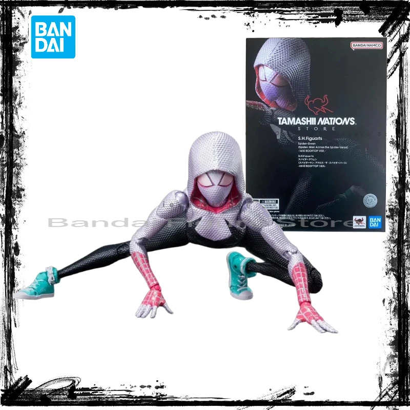 

In Stock Original Bandai SHF Spider-Man Gwen Stacy Action Figures Animation Toys Gifts Model Genuine Collector Anime Hobby