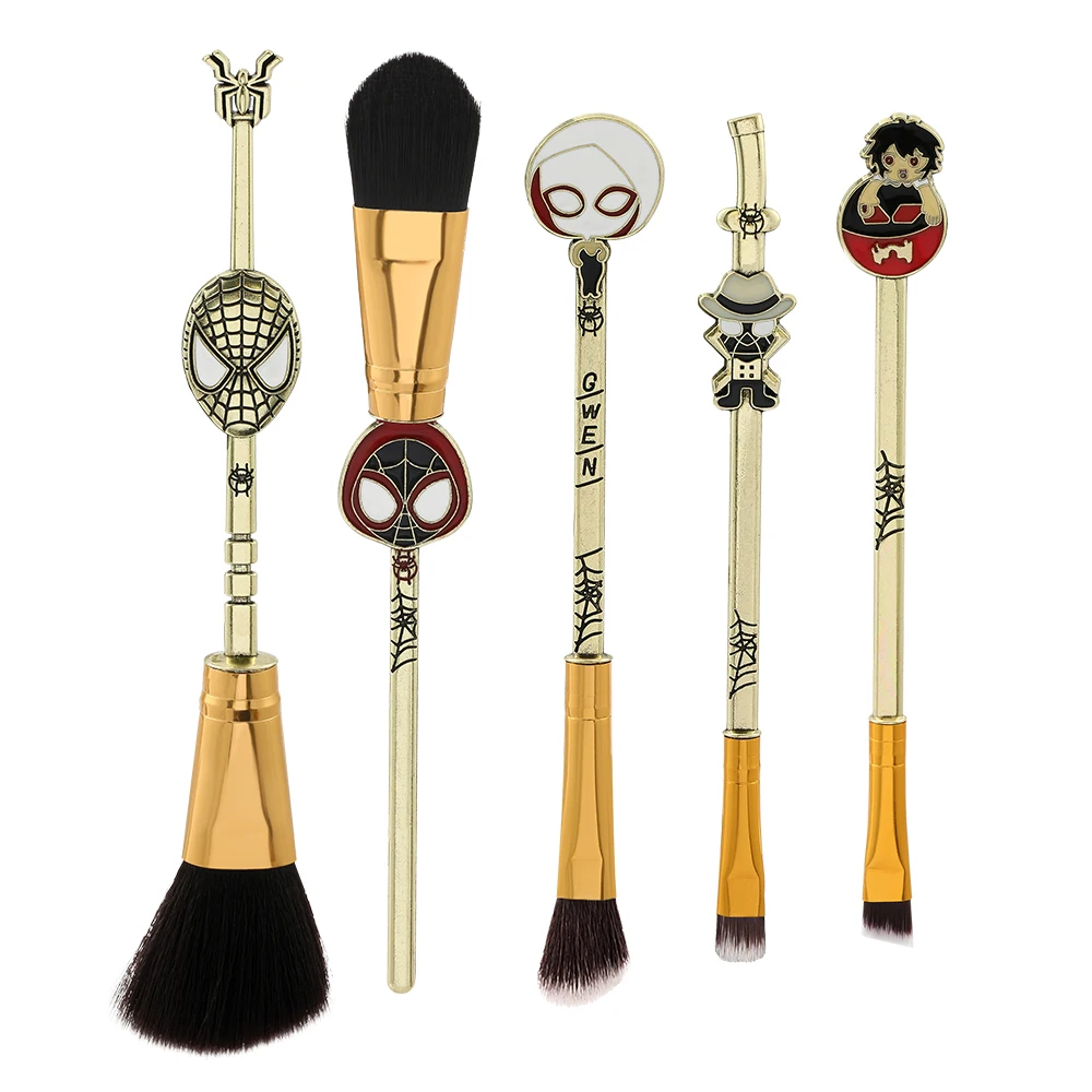 5Pcs Marvel Superhero Spider Man Makeup Brush Set Vintage Style Spiderman Foundation Brush Blush Eye Shadow Cosmetic Tools Brush