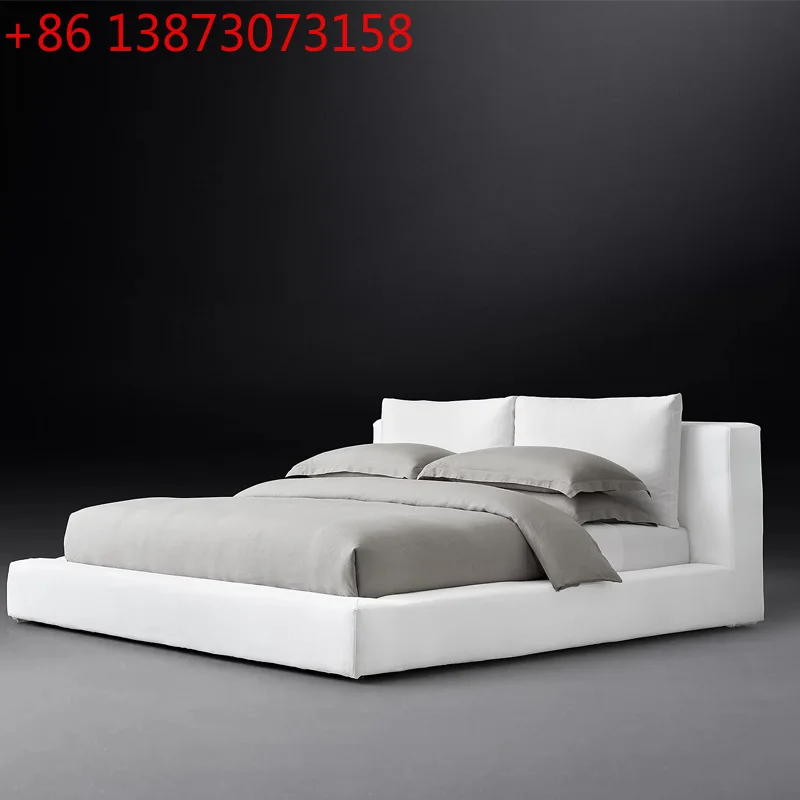 

Мягкая кровать-мешок из льняной ткани American RH, скандинавская минималистичная белая двуспальная напольная кровать принцессы длиной 1,8 метра