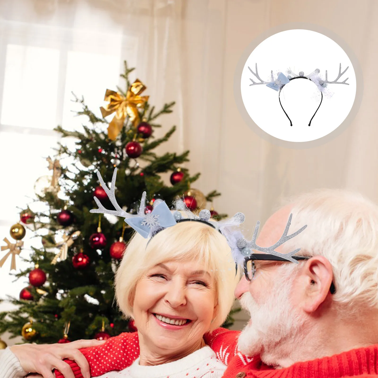 

Christmas Headbands Glitter Snowflake Bow Deer Antlers Holiday Party Accessory Women Girls Reindeer Hair Clip Animal Hair Hoop