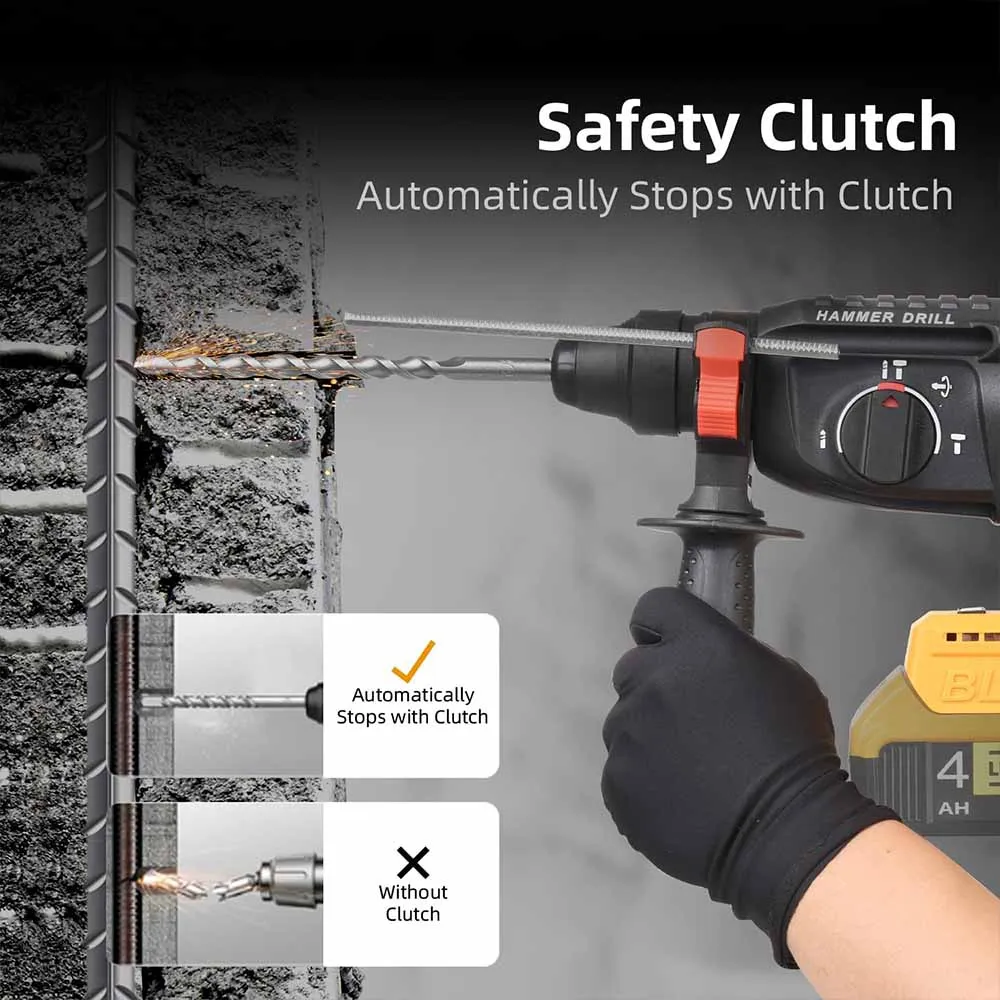 

Brushless Electric Hammer For Makita/Dewalt/Milwaukee 18-21V Battery SDS-PLUS Chuck Multifunctional Cordless Rotary Hammer Drill