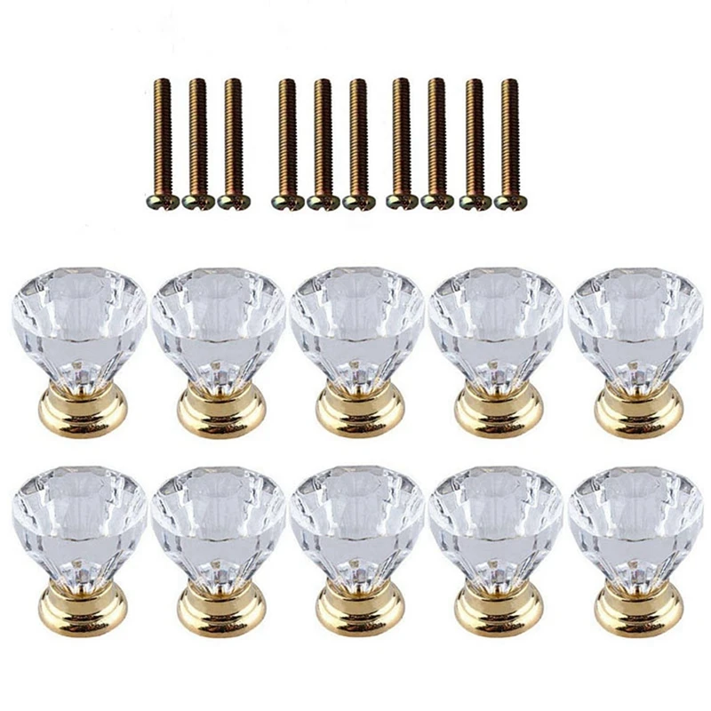 

30 Pcs Crystal Glass Door Handle Drawer Cabinet Furniture Kitchen Handle Diamond Dressing Table Knob