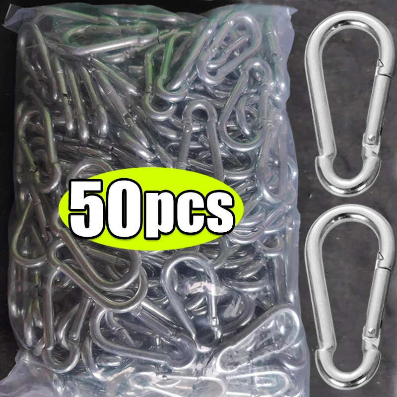 1-50Pcs Outdoor Climbing Aluminium Alloy D Shape Carabiner Survial Key Chain Camping Climb Hook Clip Backpack Buckle Keychain